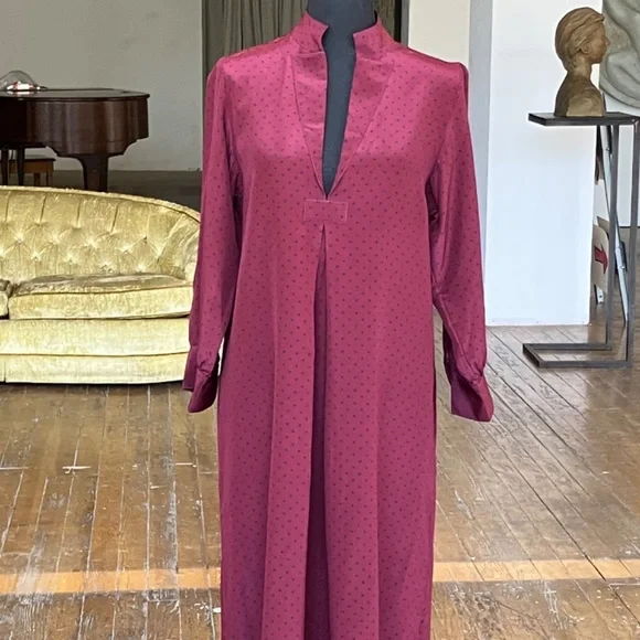Wizzy Kit Maroon and navy polka dotted Maxi dress. - Picture 7 of 13